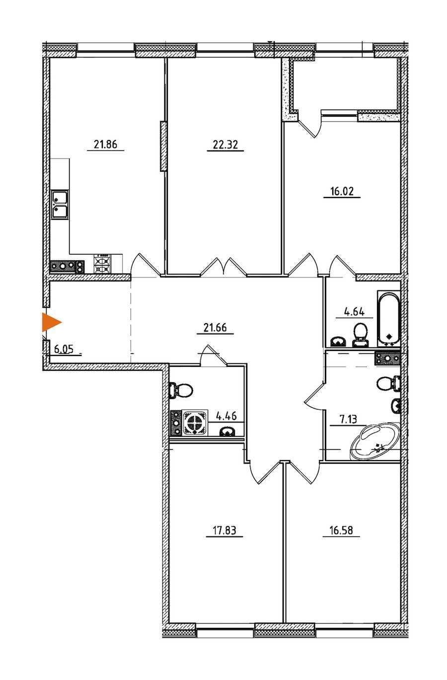 Четырехкомнатная квартира в : площадь 141 м2 , этаж: 3 – купить в Санкт-Петербурге